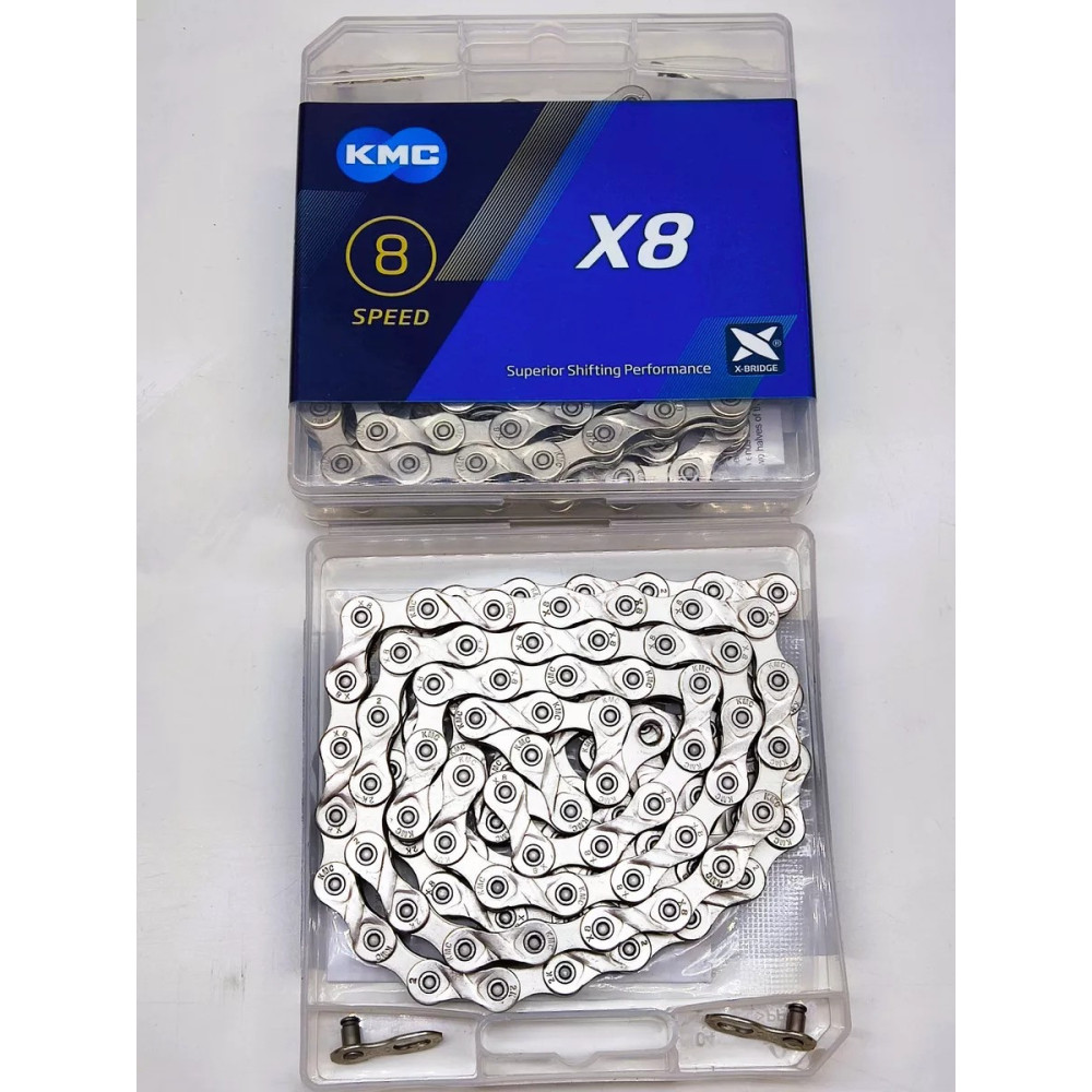 Ланцюг велосипедний KMC X8 1/2"х 3/32" з замком 116 зв.