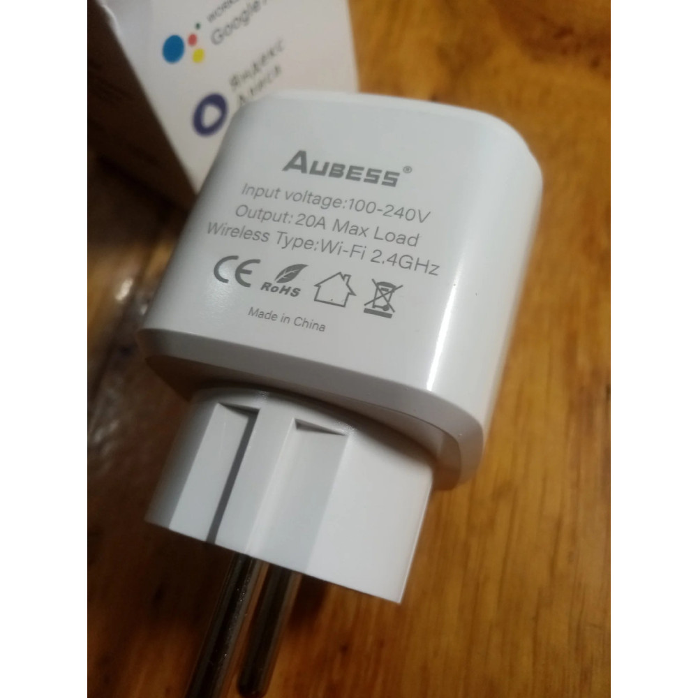 Розумна  розетка Wi-Fi с ваттметром Aubess Tuya / Smart Life 20А