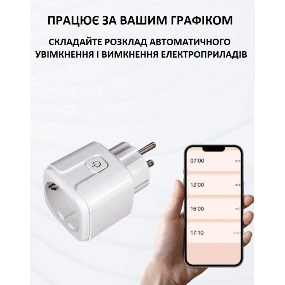 Умная розетка Wi-Fi с ваттметром Aubess Tuya / Smart Life 20А