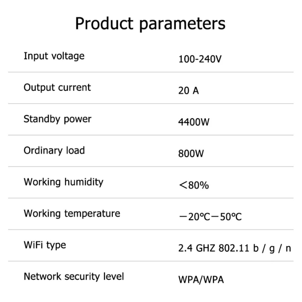 Умная розетка Wi-Fi с ваттметром Elivco Tuya / Smart Life 20А
