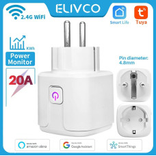 Розумна розетка WiFi з ваттметром Elivco Tuya / Smart Life 20 А