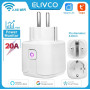 Умная розетка Wi-Fi с ваттметром Elivco Tuya / Smart Life 20А