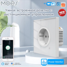 Wi-Fi розетка в підрозетник Moes Tuya з моніторингом живлення 16А Біла