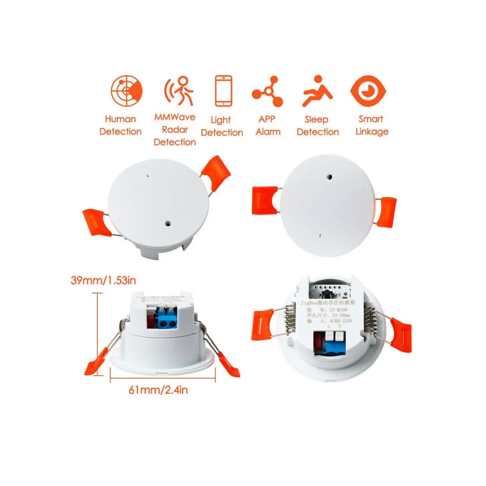 Датчик присутствия потолочный Zigbee 24G mmWave Tuya