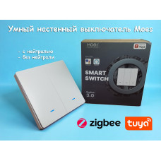 Умный выключатель Moes ZS-B-EU2-WH-MS Zigbee (2 клавиши, белый)
