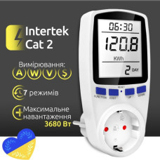 Ваттметр цифровий енергометр Intertek Cat II з підсвіткою та батарейкою