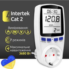 Ваттметр цифровой энергометр Intertek Cat II с подсветкой и батарейкой