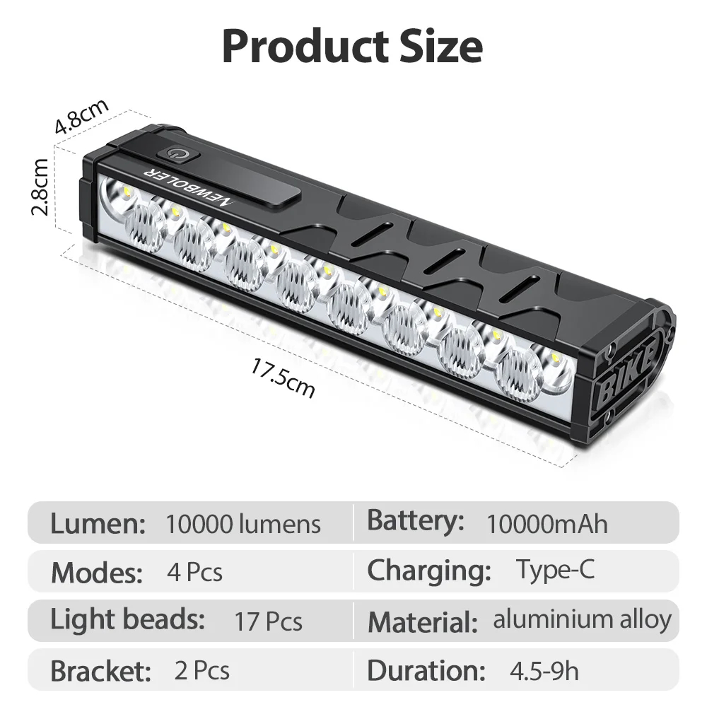 Велосипедная фара Newboler 10000 Lumen з PowerBank
