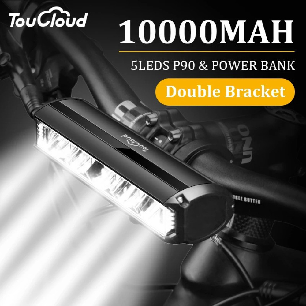Велосипедная фара TouCloud 5 led P90 / 6000 Lumen, PowerBank 10.000 mAh