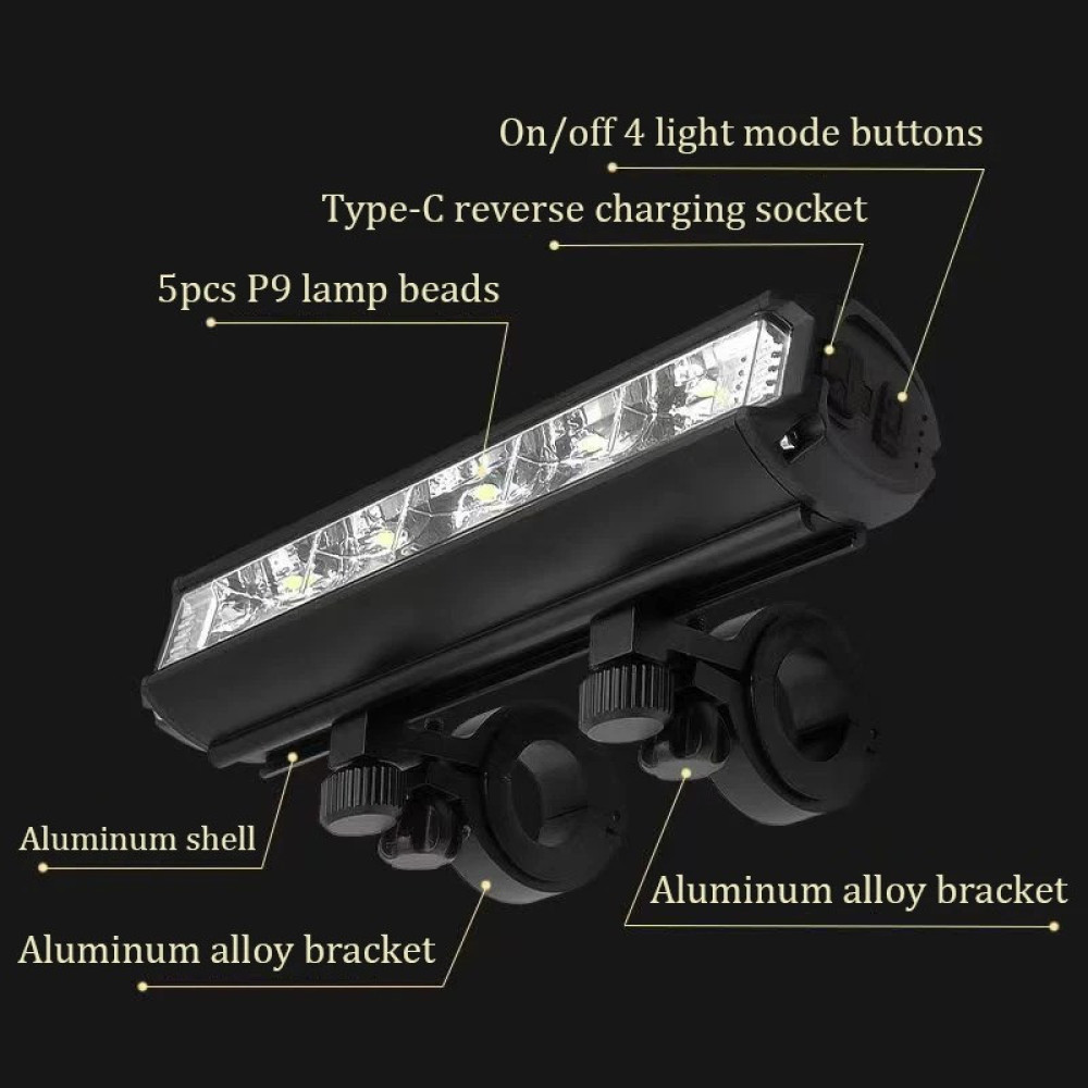 Велосипедная фара TouCloud 5 led P90 / 6000 Lumen, PowerBank 10.000 mAh