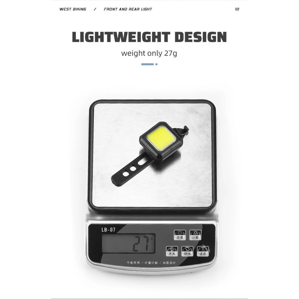 Велосипедный фонарь на руль габаритный West Biking 30 COB Led Чёрный