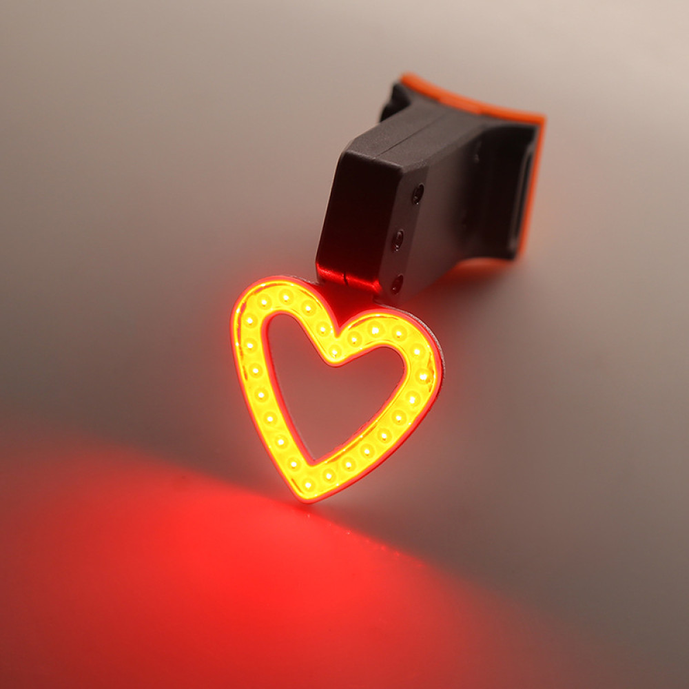 Задній велосипедний ліхтар LED USB Серце
