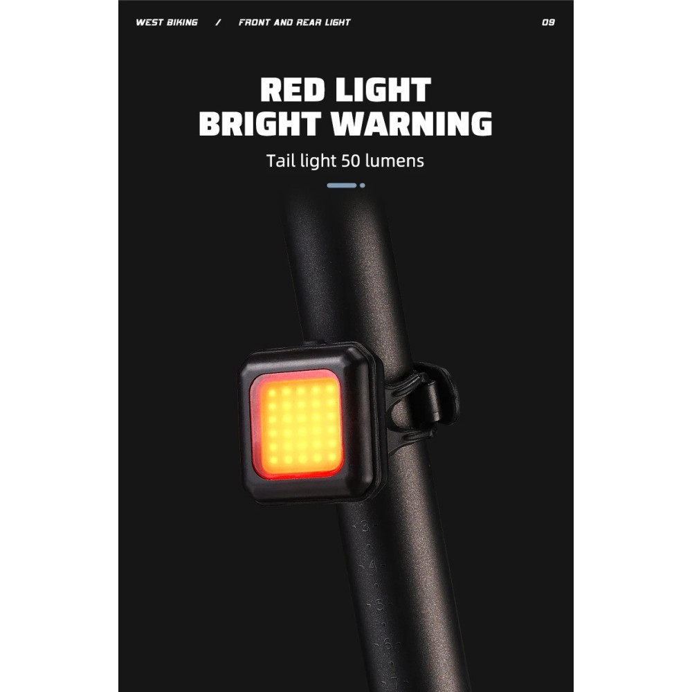Велосипедный фонарь задний габаритный West Biking 30 COB Led Чёрный
