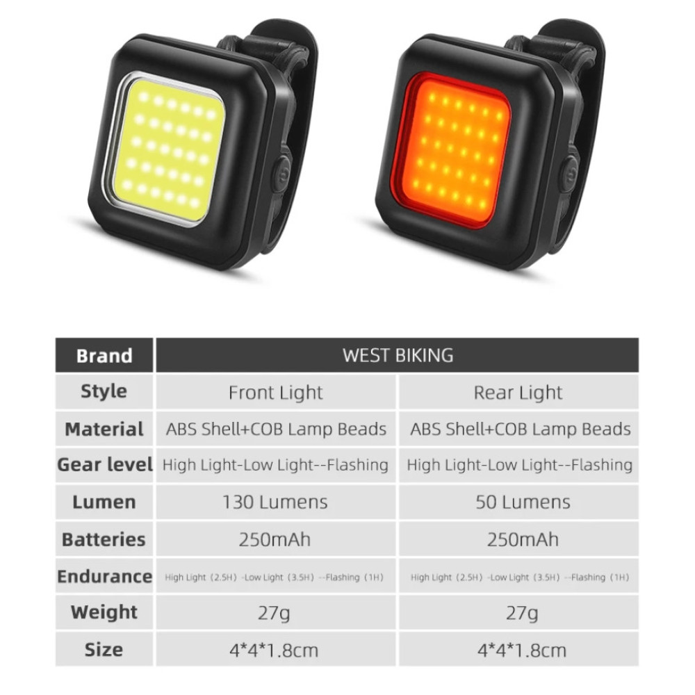 Велосипедний ліхтар задній габаритний West Biking 30 COB Led Червоний