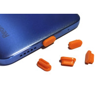Заглушка USB-C (Type-C) силиконовая от пыли 1 шт оранжевая