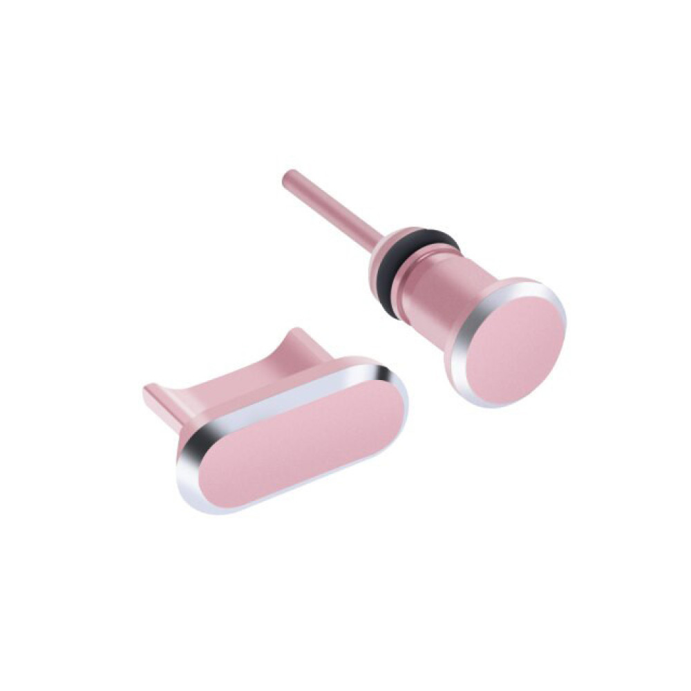Заглушки від пилу для телефону micro USB + 3,5 мм Рожевий