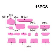Заглушки від пилу для ноутбука 16 шт Рожеві