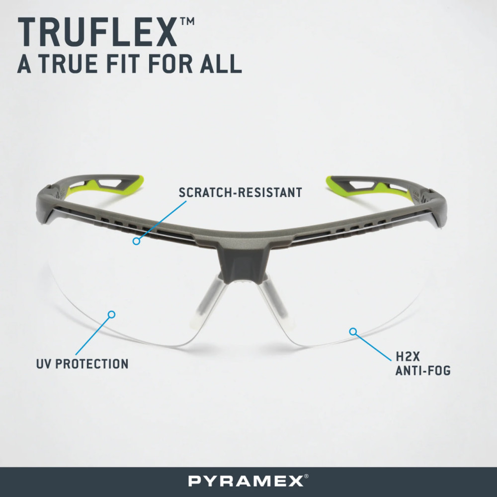 Защитные очки Pyramex Truflex Grey-Lime (clear) Anti-Fog, прозрачные в серо-лаймовой оправе