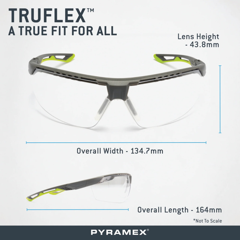 Защитные очки Pyramex Truflex Grey-Lime (clear) Anti-Fog, прозрачные в серо-лаймовой оправе