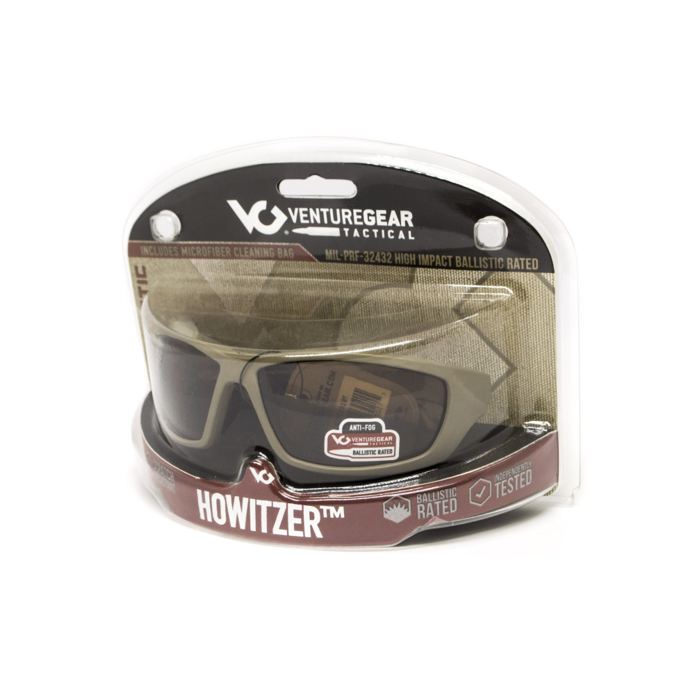 Защитные очки Venture Gear Tactical Howitzer Black (forest gray) Anti-Fog, чёрно-зелёные в чёрной оправе